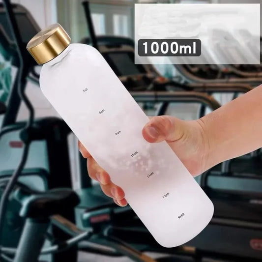 1000ml Tritan Motivational Water Bottle with Time Markers – Leak-Proof, BPA-Free