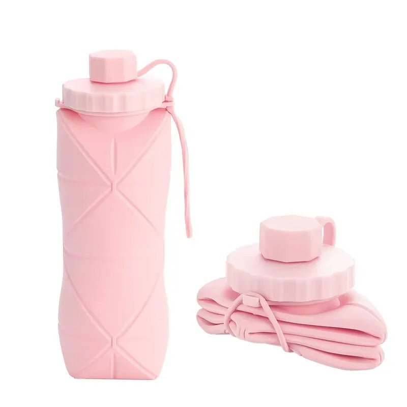 Silicone Folding Bottle 600ml – Foldable & Reusable | Food-Grade Silicone | 4 Colors | Travel Water Bottle