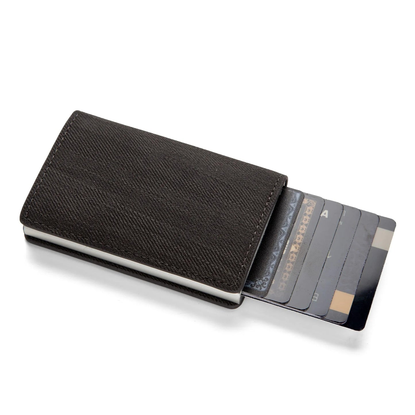 RFID Blocking Leather & Aluminum Card Holder Wallet – Auto Pop-Up | Multiple Colors & Textures | Slim Credit Card Protector