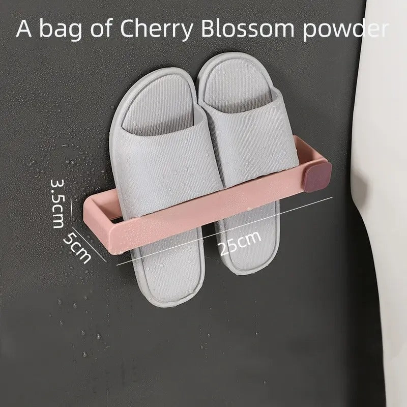 Wall Mounted Foldable Slipper Rack – No Drilling | Adhesive Shoe Holder | 4 Colors | Bathroom & Entrance Storage