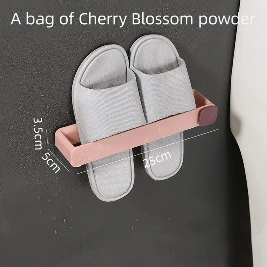 Wall Mounted Foldable Slipper Rack – No Drilling | Adhesive Shoe Holder | 4 Colors | Bathroom & Entrance Storage
