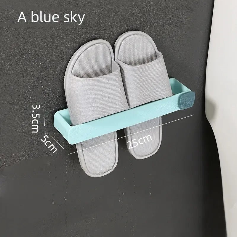 Wall Mounted Foldable Slipper Rack – No Drilling | Adhesive Shoe Holder | 4 Colors | Bathroom & Entrance Storage
