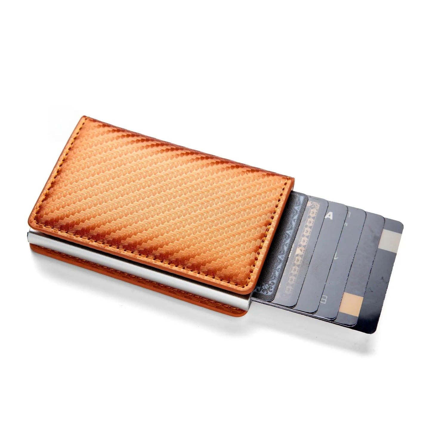 RFID Blocking Leather & Aluminum Card Holder Wallet – Auto Pop-Up | Multiple Colors & Textures | Slim Credit Card Protector