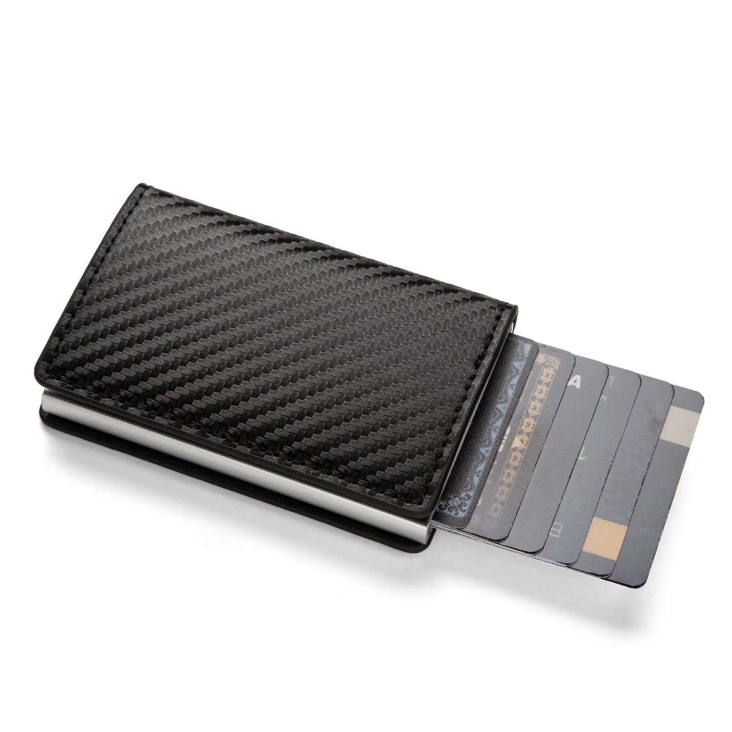 RFID Blocking Leather & Aluminum Card Holder Wallet – Auto Pop-Up | Multiple Colors & Textures | Slim Credit Card Protector