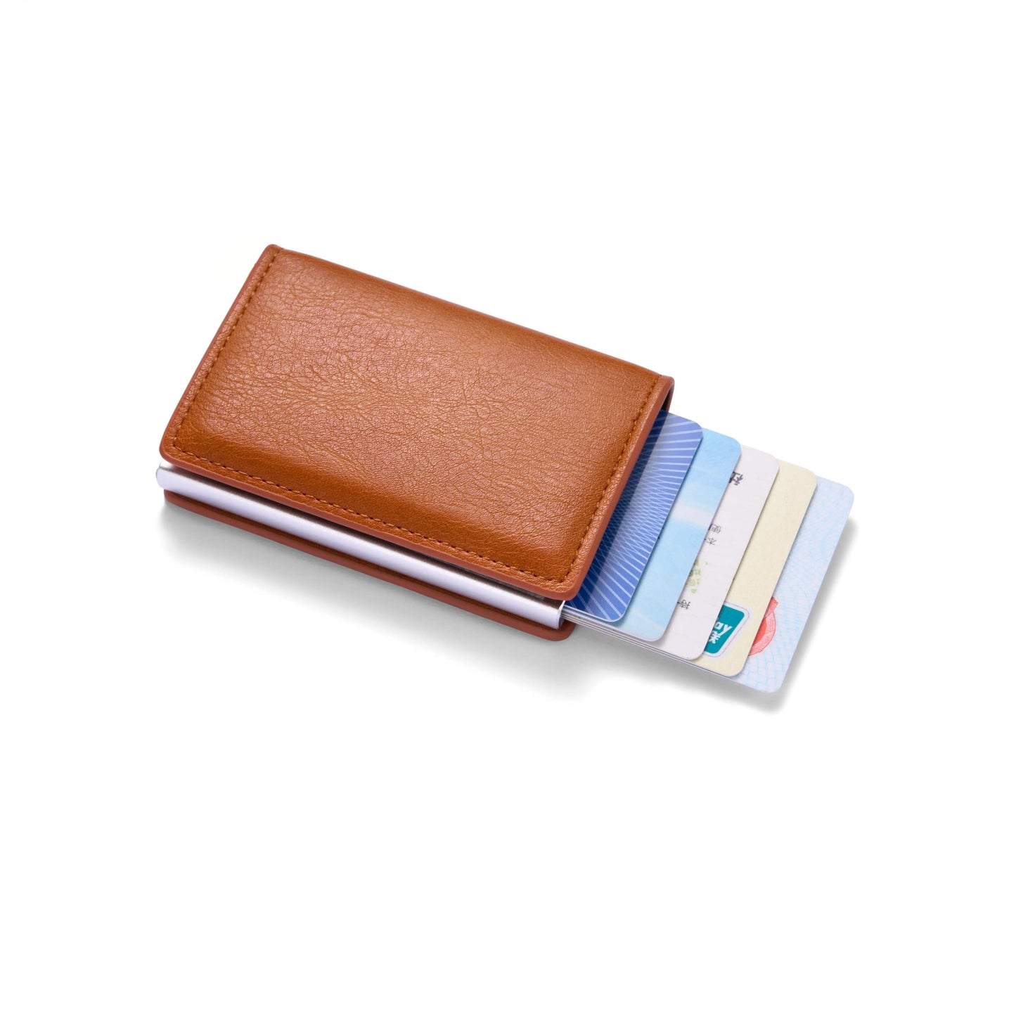 RFID Blocking Leather & Aluminum Card Holder Wallet – Auto Pop-Up | Multiple Colors & Textures | Slim Credit Card Protector