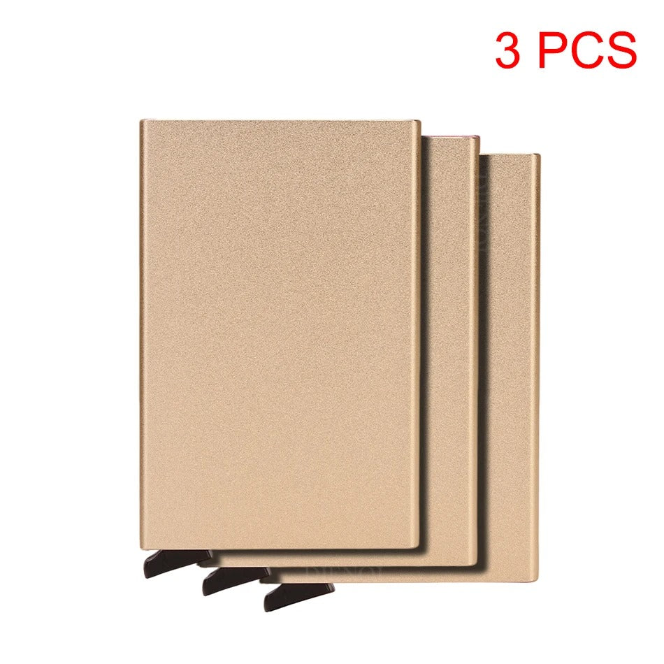 RFID Blocking Aluminum Card Holder – 3 PCS Pack | Auto Pop-Up | 6 Colors | Credit Card Protector Wallet