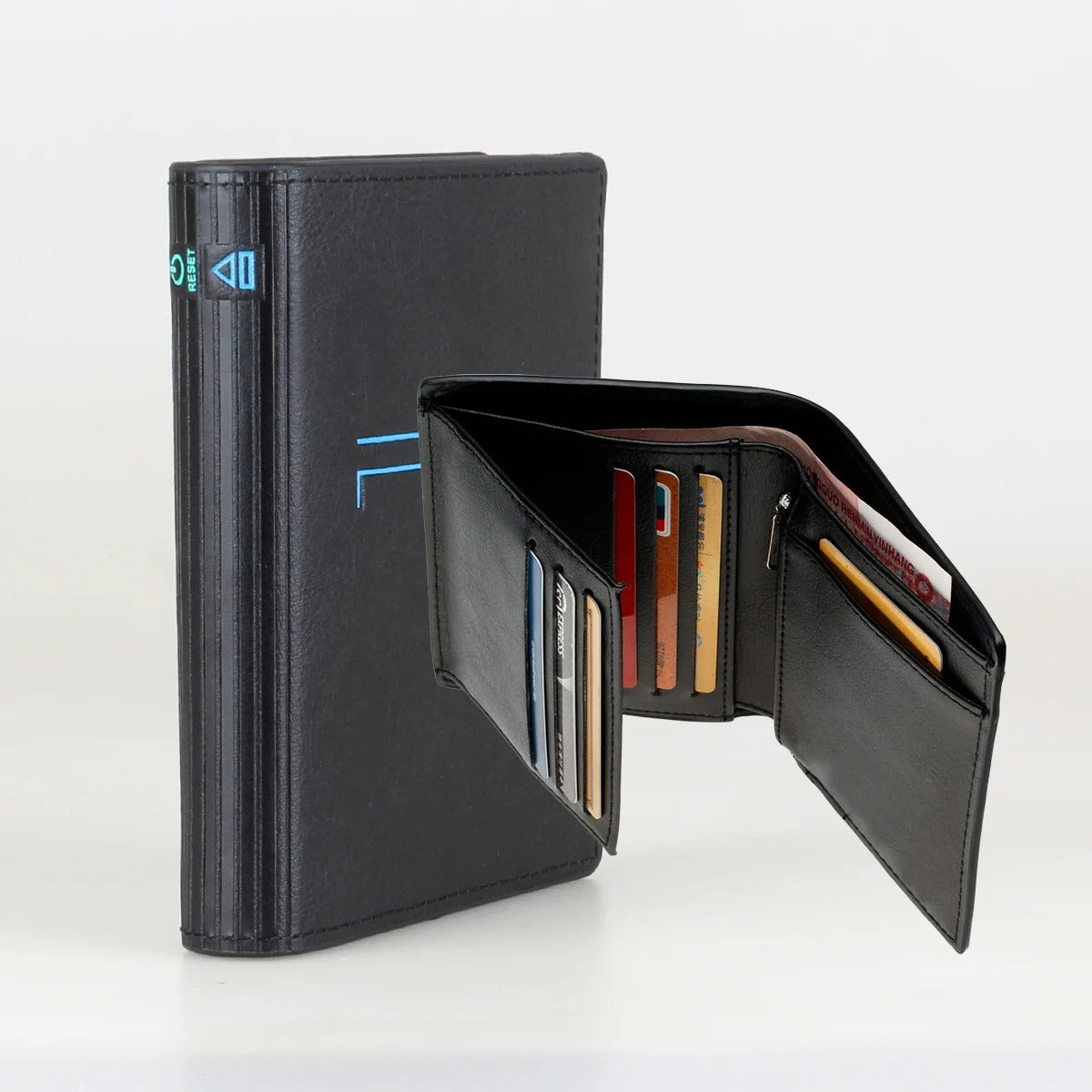 Smart RFID Blocking Leather Bifold Wallet – Auto Pop-Up Card Ejector | Zipper Coin Pocket | Transparent ID Window | Men's Premium Wallet