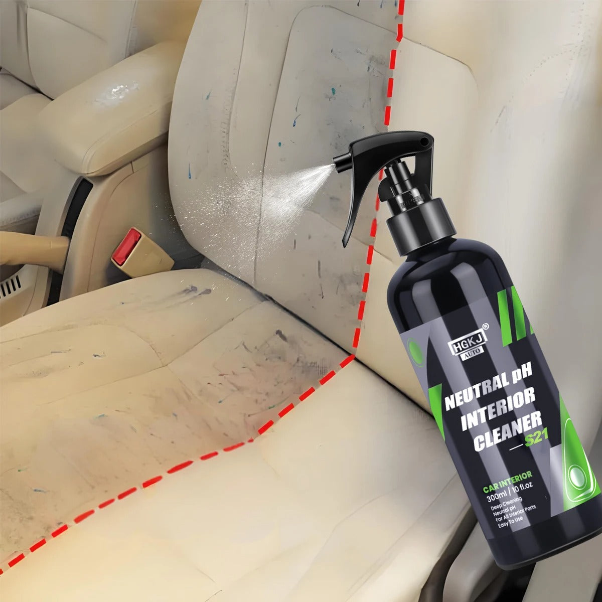 HGKJ S21 Neutral pH Car Interior Cleaner – Deep Clean Leather Seats, Dashboard & Door Panels | 50ml / 100ml / 300ml