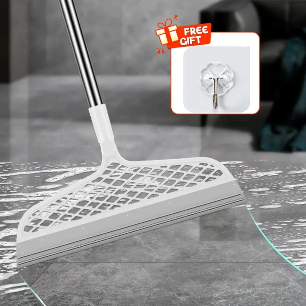 Magic Silicon Broom – 180° Rotating Head | Floor Squeegee, Window Cleaner & Sweeper | 90cm Stainless Steel Handle | Free Hook