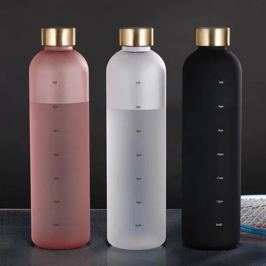 1000ml Tritan Motivational Water Bottle with Time Markers – Leak-Proof, BPA-Free