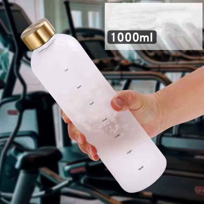 1000ml Tritan Motivational Water Bottle with Time Markers – Leak-Proof, BPA-Free