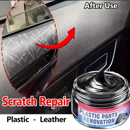 Plastic Parts Renovation Wax – Car Tire, Dashboard & Leather Restorer | Scratch Repair Cream