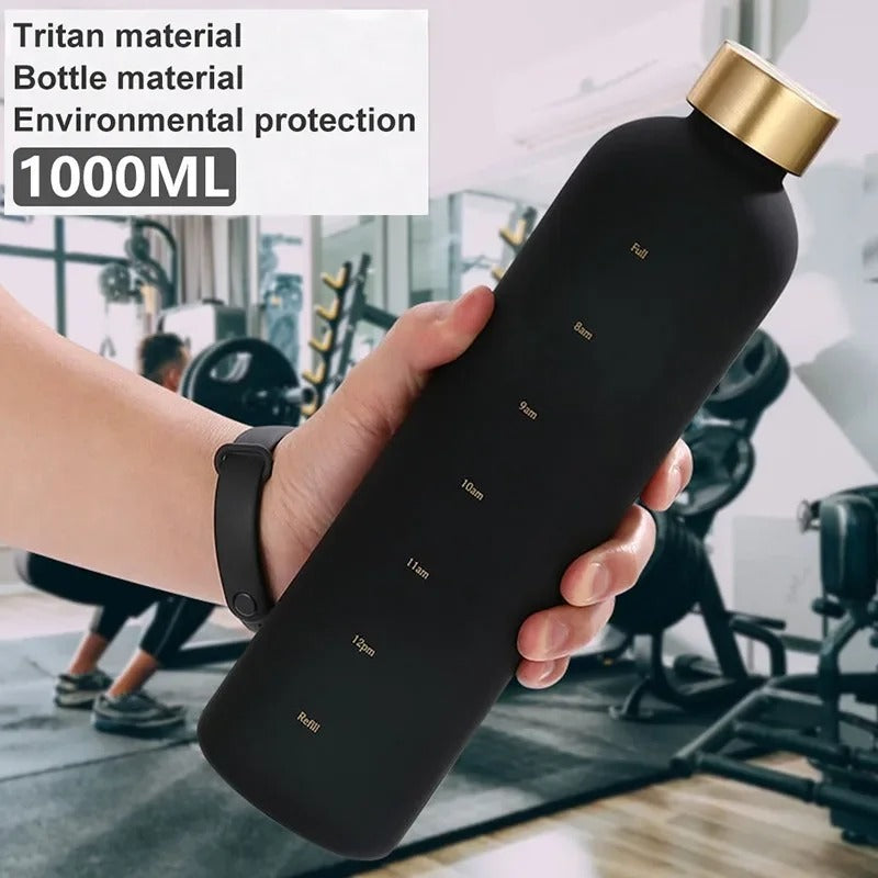 1000ml Tritan Motivational Water Bottle with Time Markers – Leak-Proof, BPA-Free