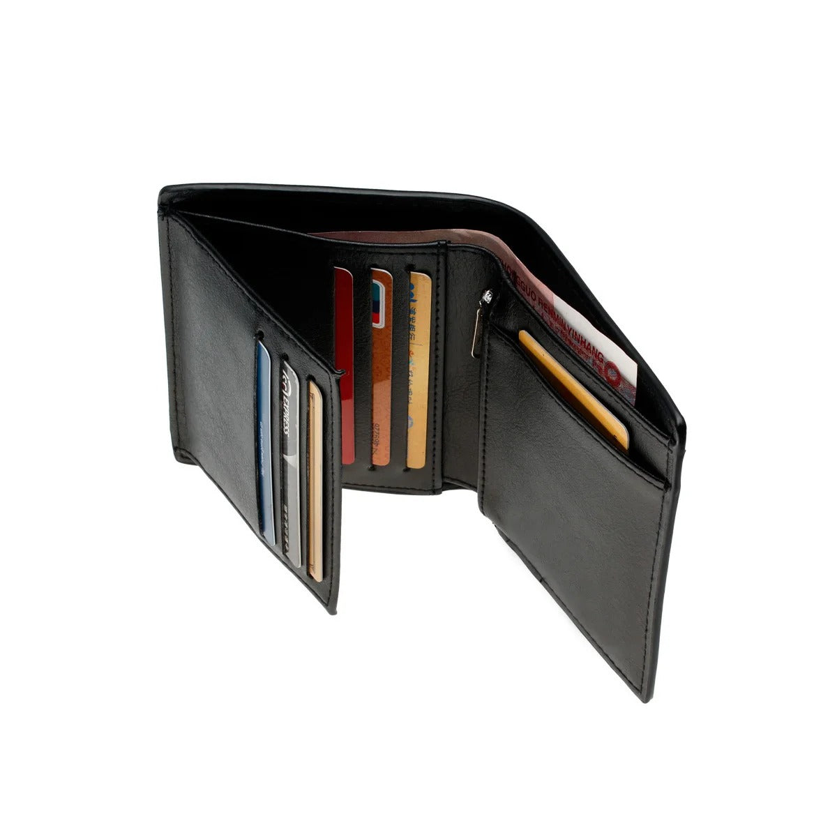 Smart RFID Blocking Leather Bifold Wallet – Auto Pop-Up Card Ejector | Zipper Coin Pocket | Transparent ID Window | Men's Premium Wallet