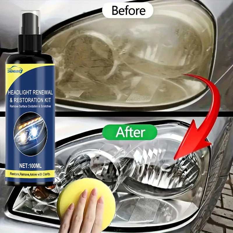 Headlight Renewal & Restoration Kit – 100ml | Remove Yellowing, Clouding & Oxidation | Car Light Repair Cream
