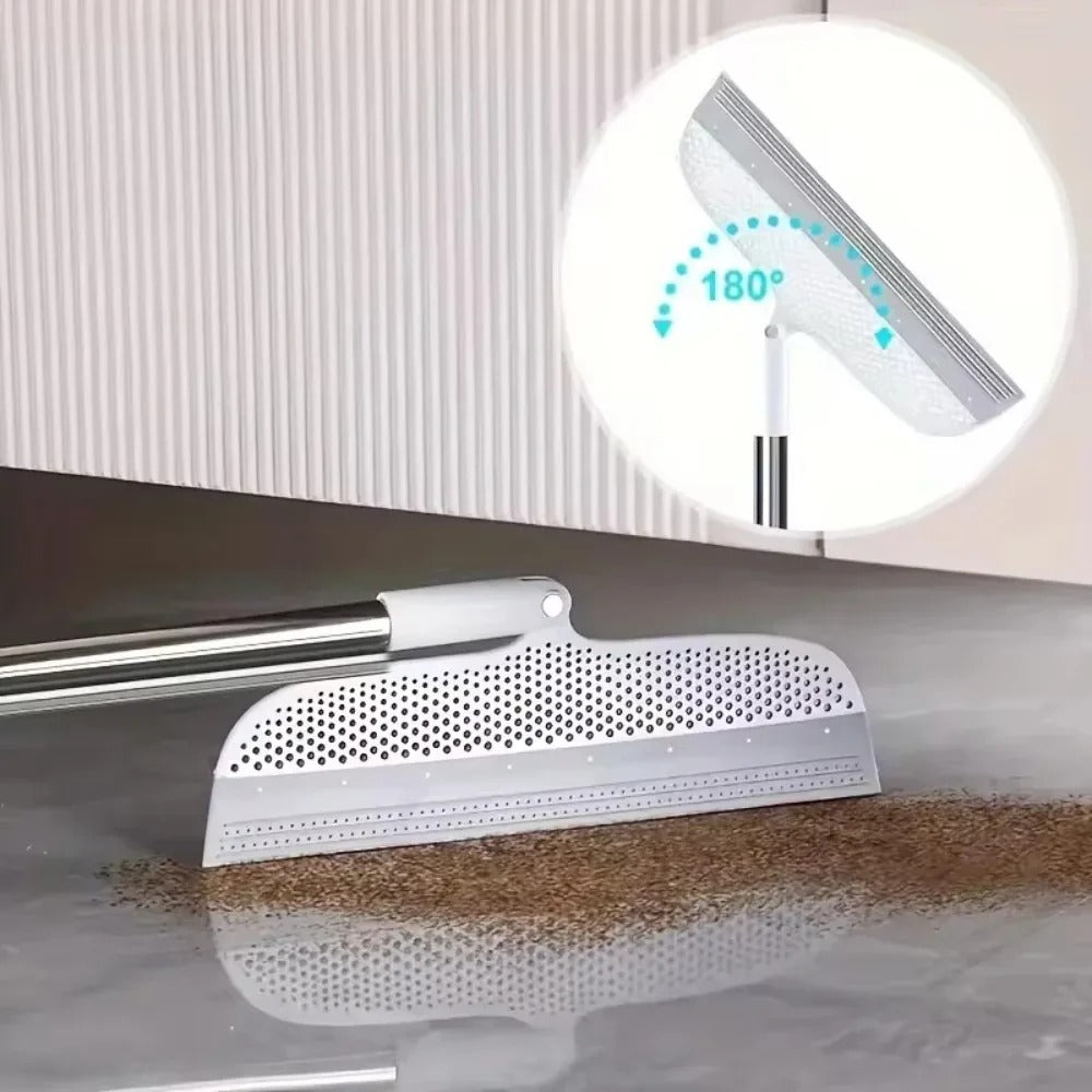 Magic Silicon Broom – 180° Rotating Head | Floor Squeegee, Window Cleaner & Sweeper | 90cm Stainless Steel Handle | Free Hook