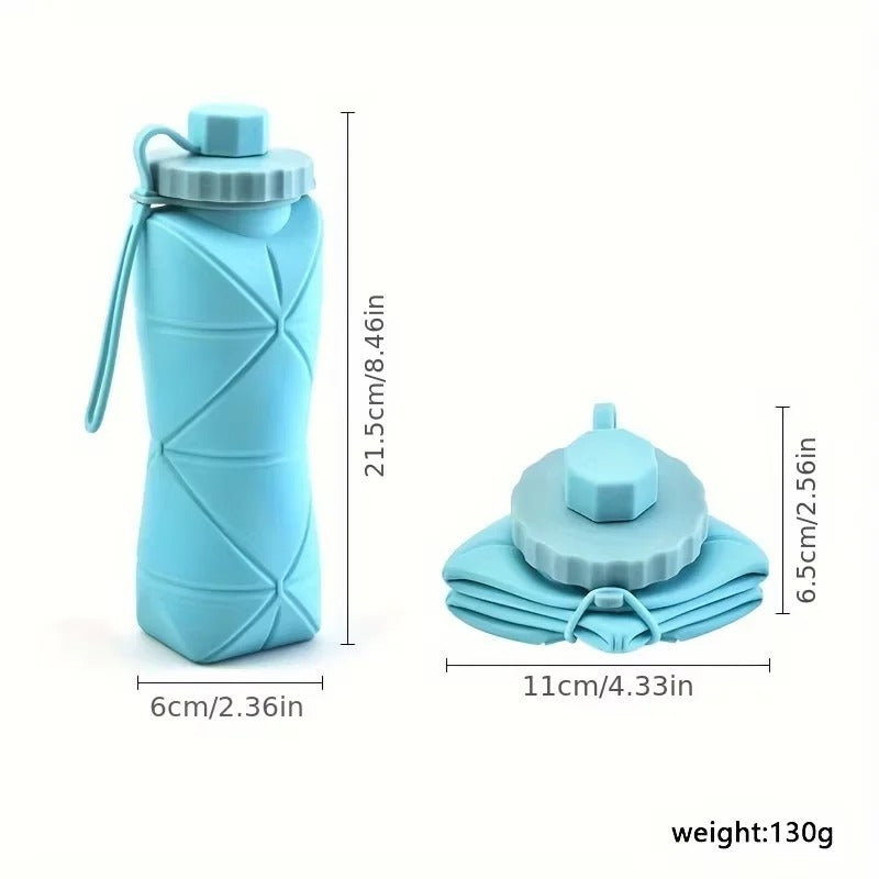 Silicone Folding Bottle 600ml – Foldable & Reusable | Food-Grade Silicone | 4 Colors | Travel Water Bottle