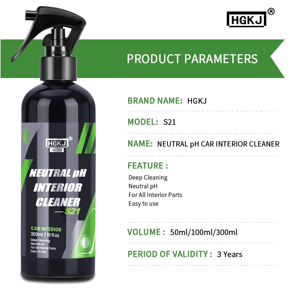 HGKJ S21 Neutral pH Car Interior Cleaner – Deep Clean Leather Seats, Dashboard & Door Panels | 50ml / 100ml / 300ml
