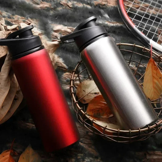 Stainless Steel Sports Water Bottle with Flip Cap – Leak-Proof | Black, Blue & Red