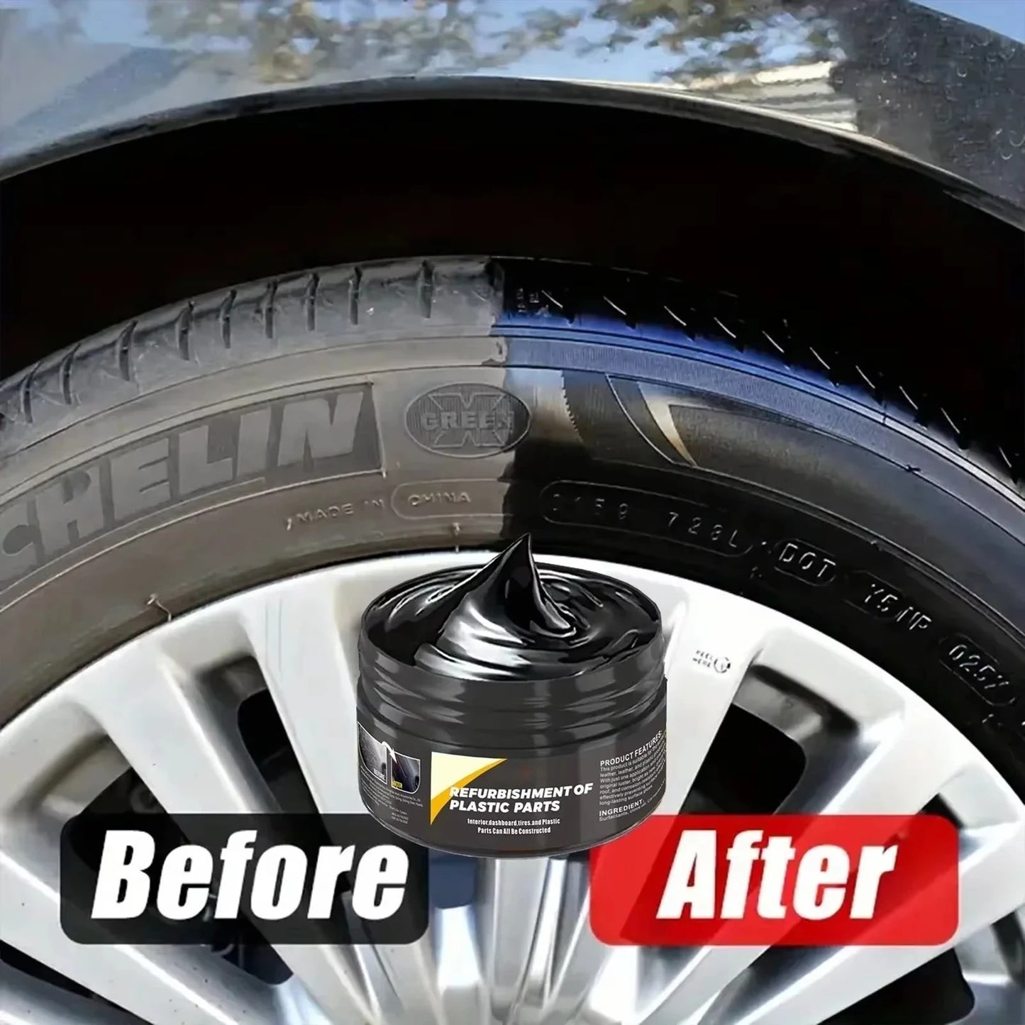 Plastic Parts Renovation Wax – Car Tire, Dashboard & Leather Restorer | Scratch Repair Cream