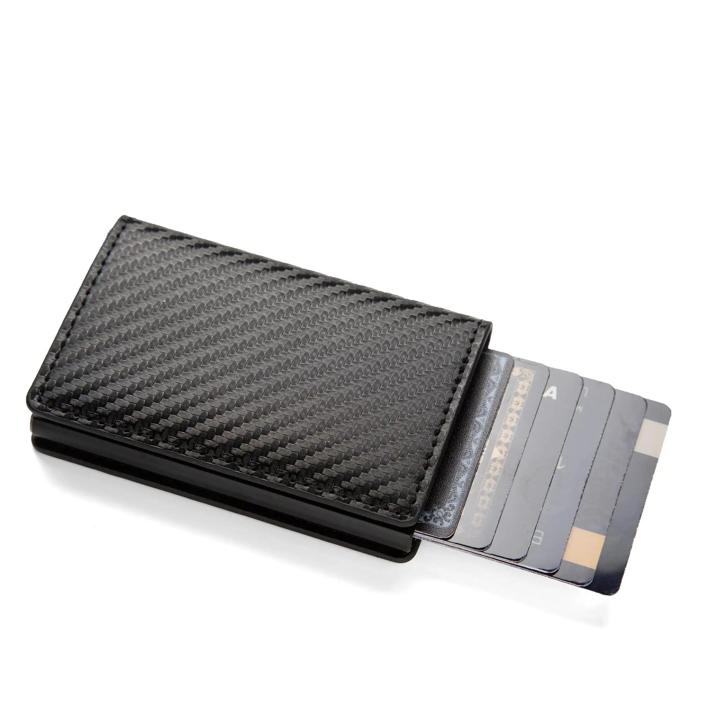 RFID Blocking Leather & Aluminum Card Holder Wallet – Auto Pop-Up | Multiple Colors & Textures | Slim Credit Card Protector