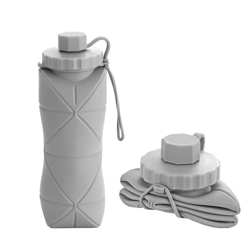 Silicone Folding Bottle 600ml – Foldable & Reusable | Food-Grade Silicone | 4 Colors | Travel Water Bottle