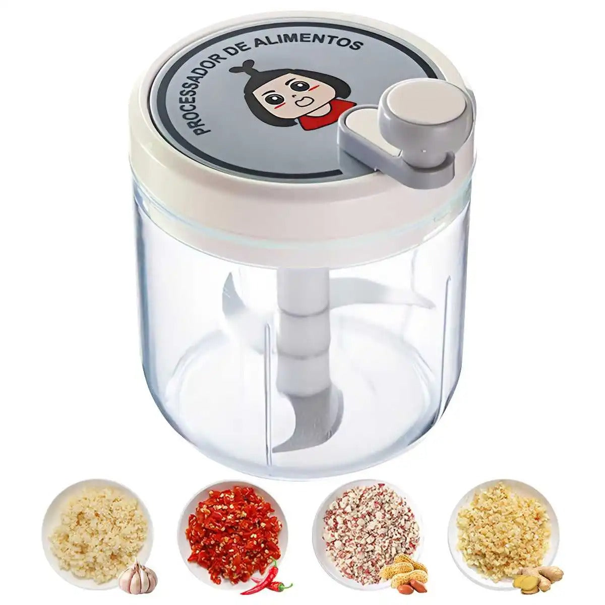400ml Manual Hand-Crank Food Chopper – Garlic, Vegetables & More