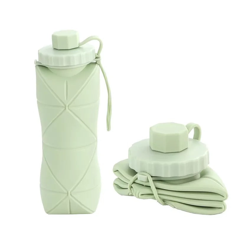 Silicone Folding Bottle 600ml – Foldable & Reusable | Food-Grade Silicone | 4 Colors | Travel Water Bottle