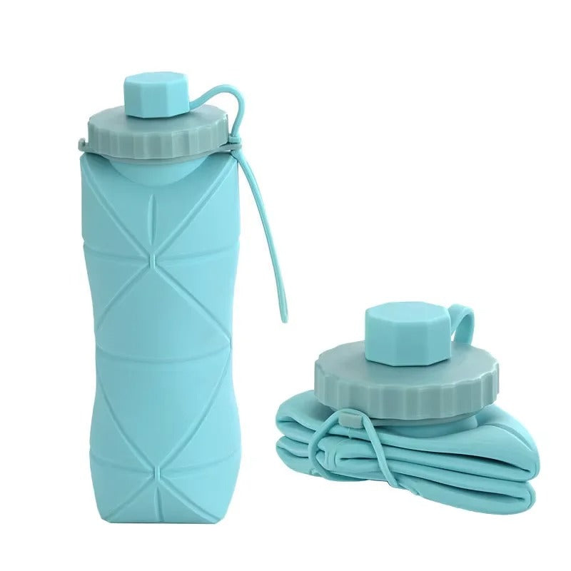 Silicone Folding Bottle 600ml – Foldable & Reusable | Food-Grade Silicone | 4 Colors | Travel Water Bottle