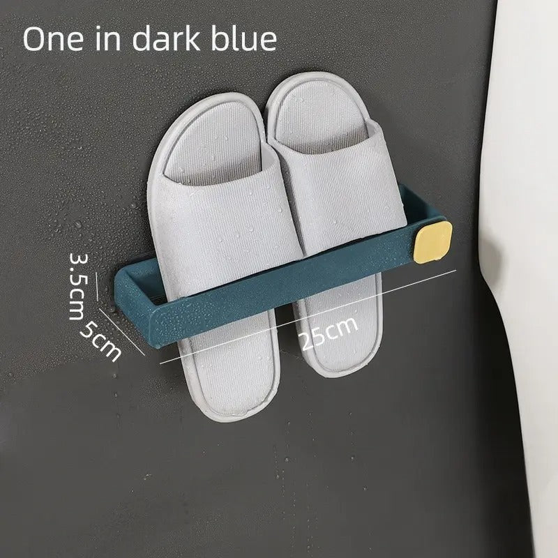 Wall Mounted Foldable Slipper Rack – No Drilling | Adhesive Shoe Holder | 4 Colors | Bathroom & Entrance Storage